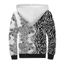 Africa Zebra Mix Paisley Tribal Pattern Sherpa Hoodie - Wonder Print Shop
