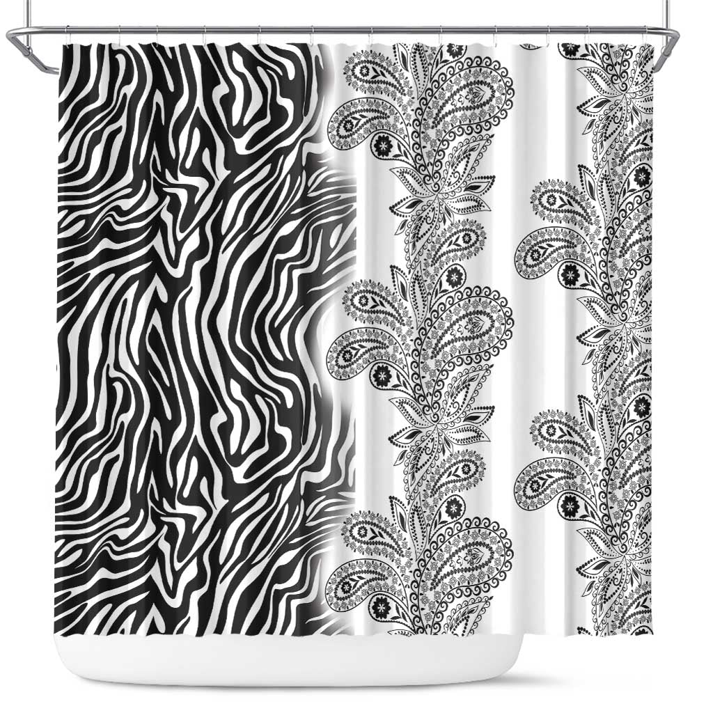 Africa Zebra Mix Paisley Tribal Pattern Shower Curtain