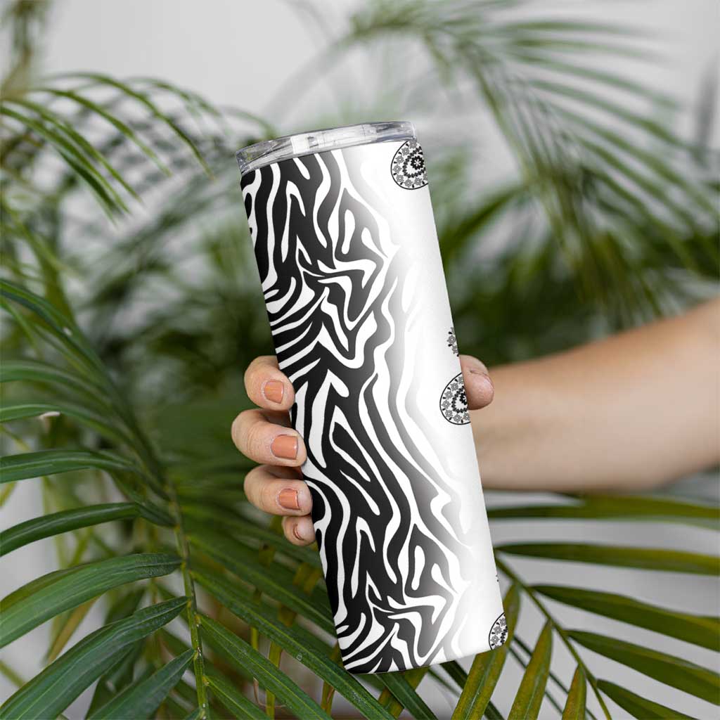 Africa Zebra Mix Paisley Tribal Pattern Skinny Tumbler - Wonder Print Shop