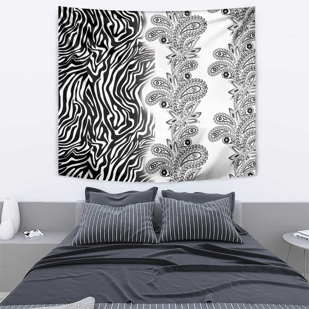 Africa Zebra Mix Paisley Tribal Pattern Tapestry - Wonder Print Shop