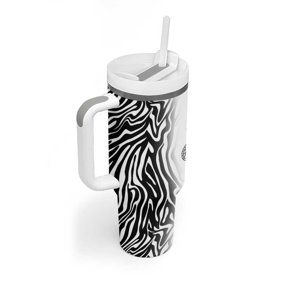 Africa Zebra Mix Paisley Tribal Pattern Tumbler With Handle - Wonder Print Shop