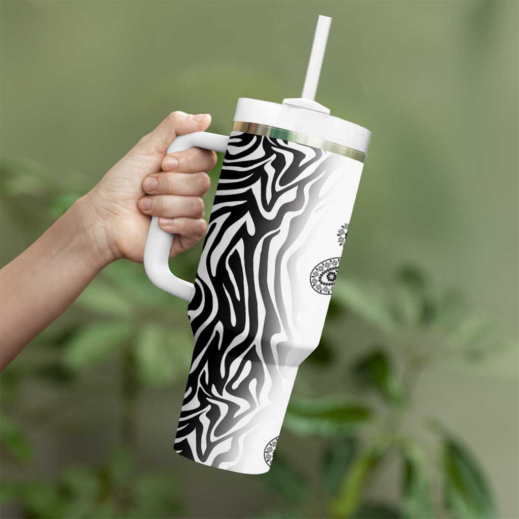 Africa Zebra Mix Paisley Tribal Pattern Tumbler With Handle - Wonder Print Shop
