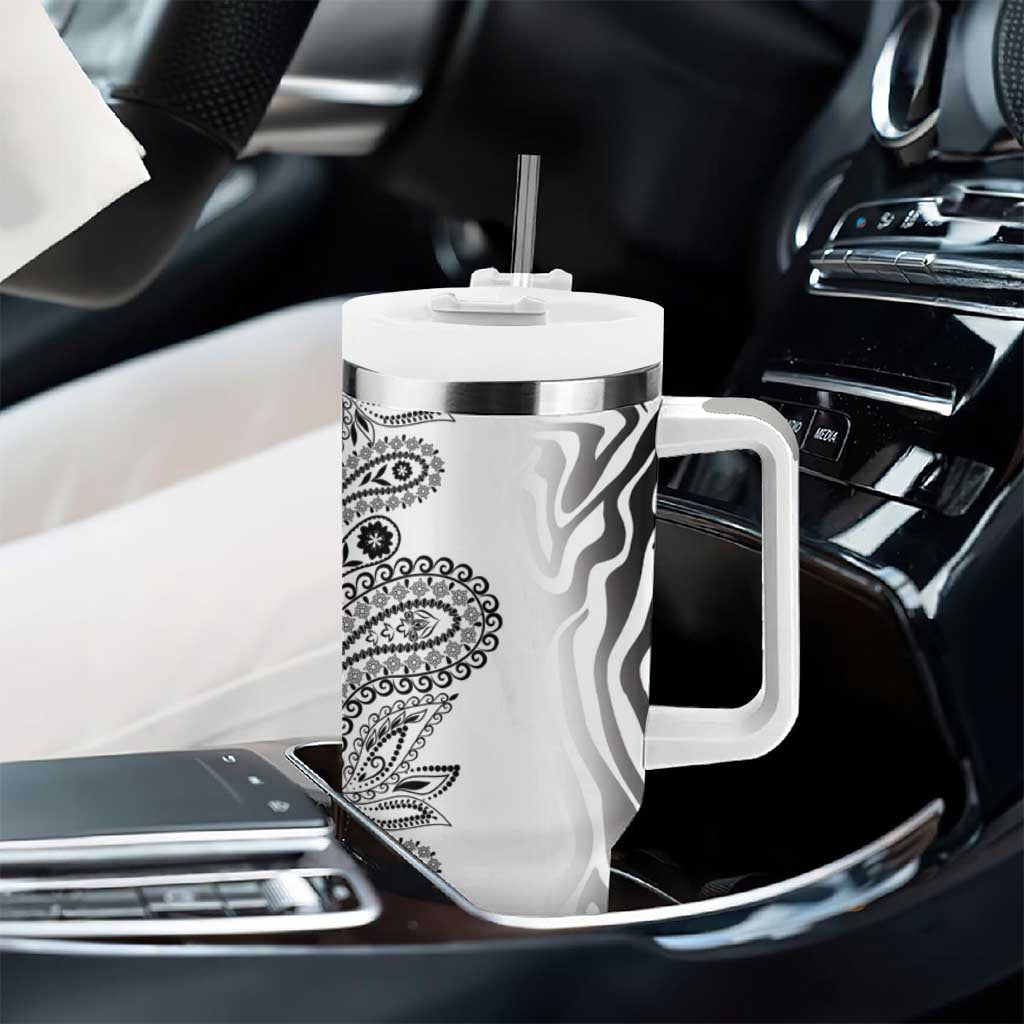 Africa Zebra Mix Paisley Tribal Pattern Tumbler With Handle - Wonder Print Shop