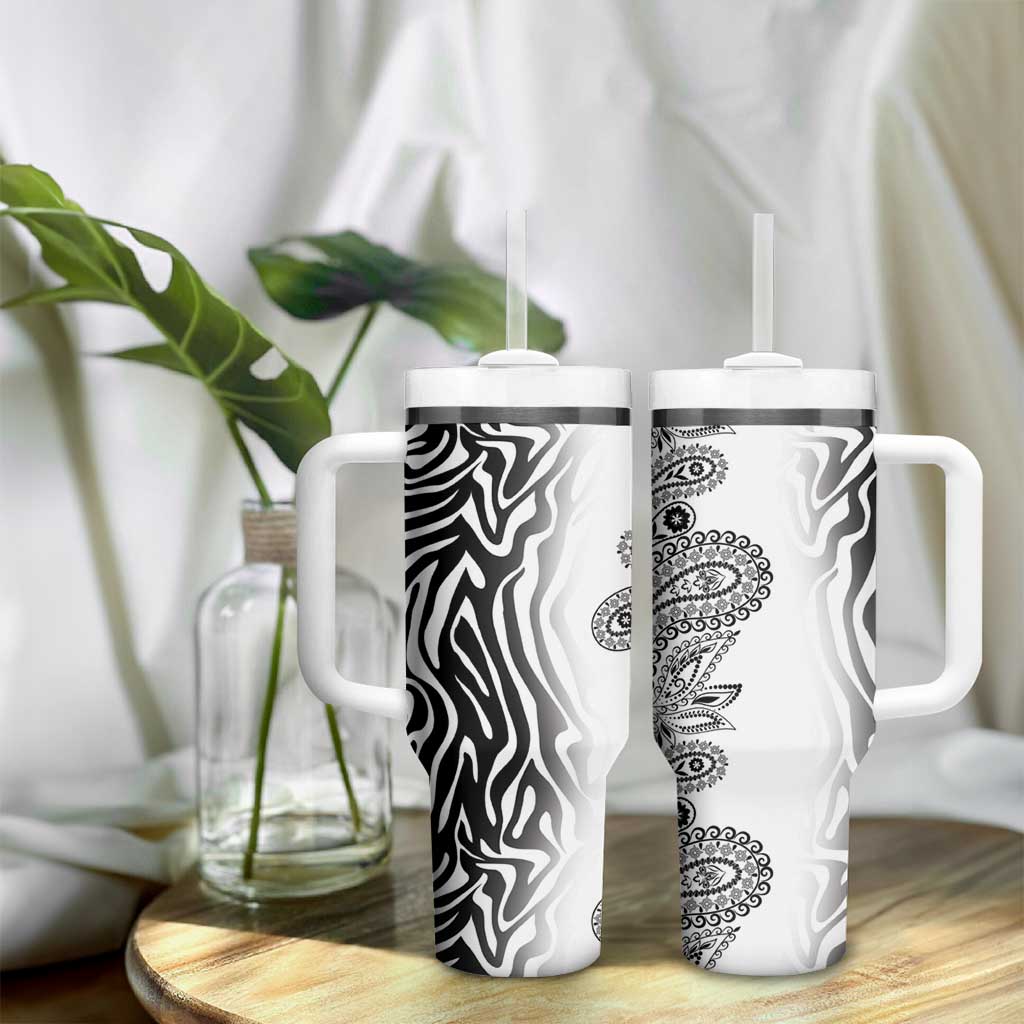 Africa Zebra Mix Paisley Tribal Pattern Tumbler With Handle - Wonder Print Shop