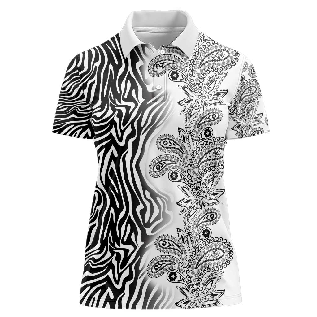 Africa Zebra Mix Paisley Tribal Pattern Women Polo Shirt - Wonder Print Shop