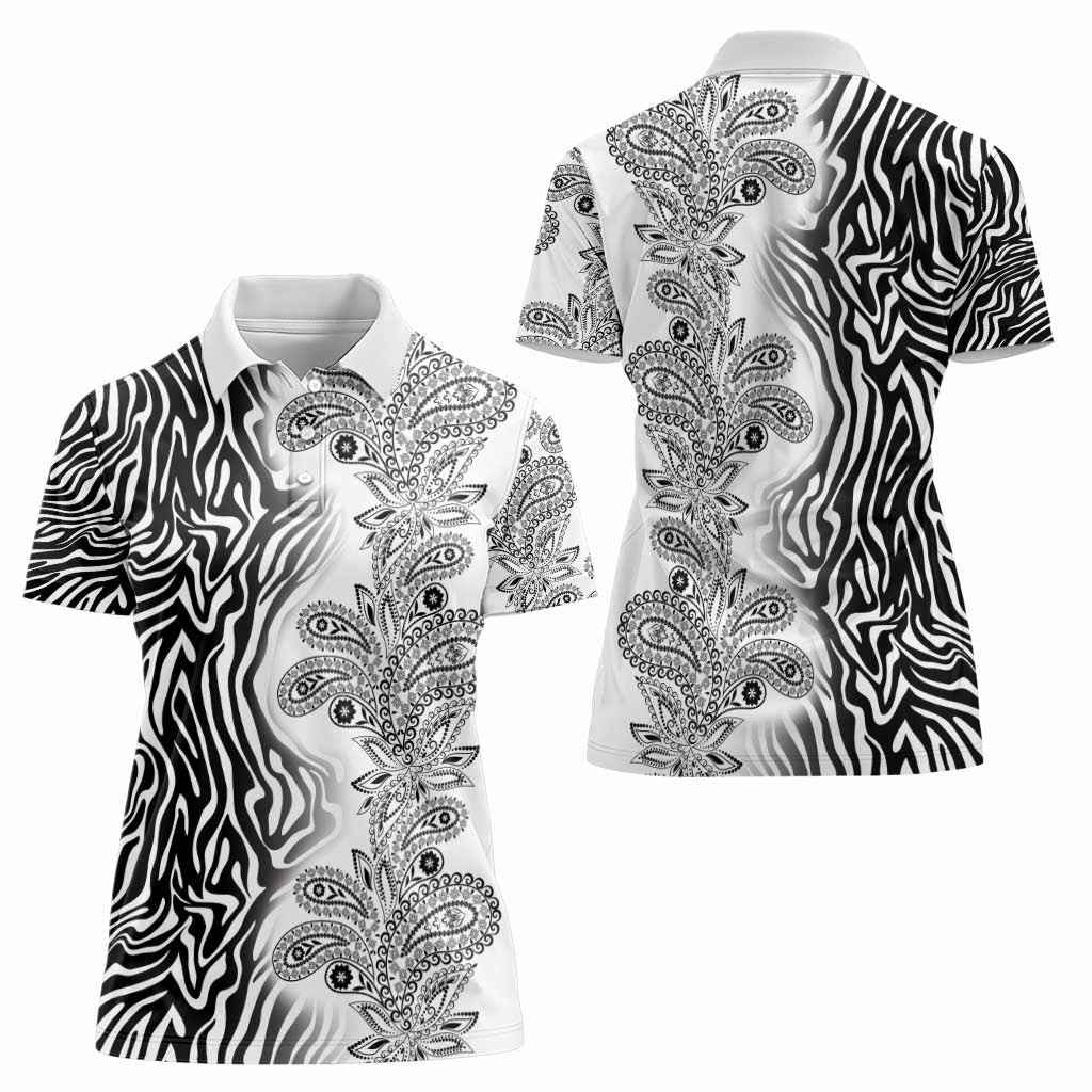 Africa Zebra Mix Paisley Tribal Pattern Women Polo Shirt - Wonder Print Shop