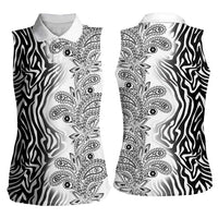 Africa Zebra Mix Paisley Tribal Pattern Women Sleeveless Polo Shirt - Wonder Print Shop