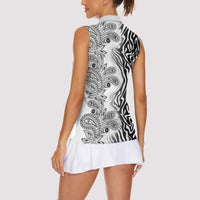Africa Zebra Mix Paisley Tribal Pattern Women Sleeveless Polo Shirt - Wonder Print Shop