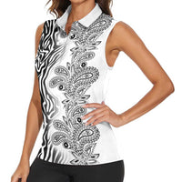 Africa Zebra Mix Paisley Tribal Pattern Women Sleeveless Polo Shirt - Wonder Print Shop