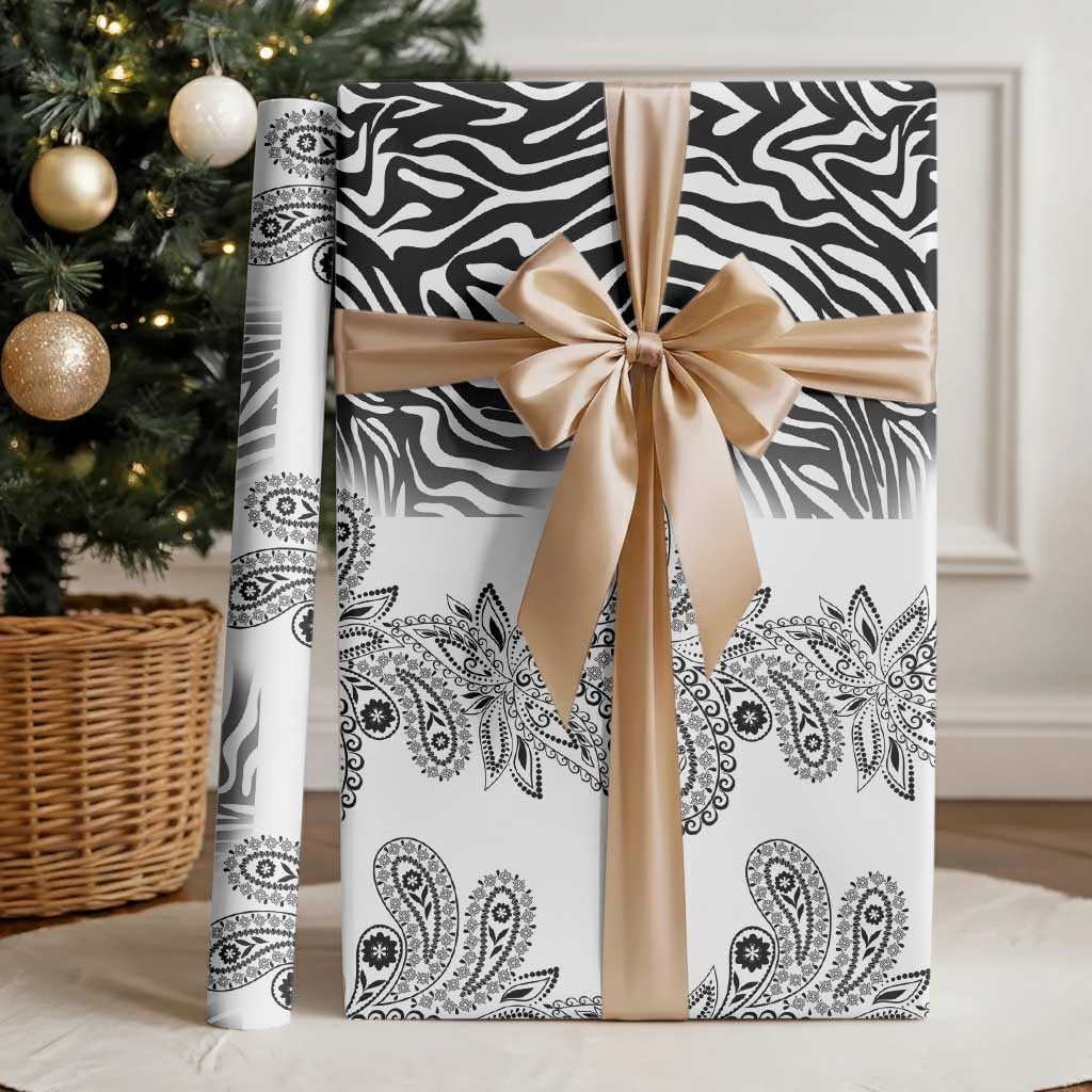Africa Zebra Mix Paisley Tribal Pattern Wrapping Paper - Wonder Print Shop