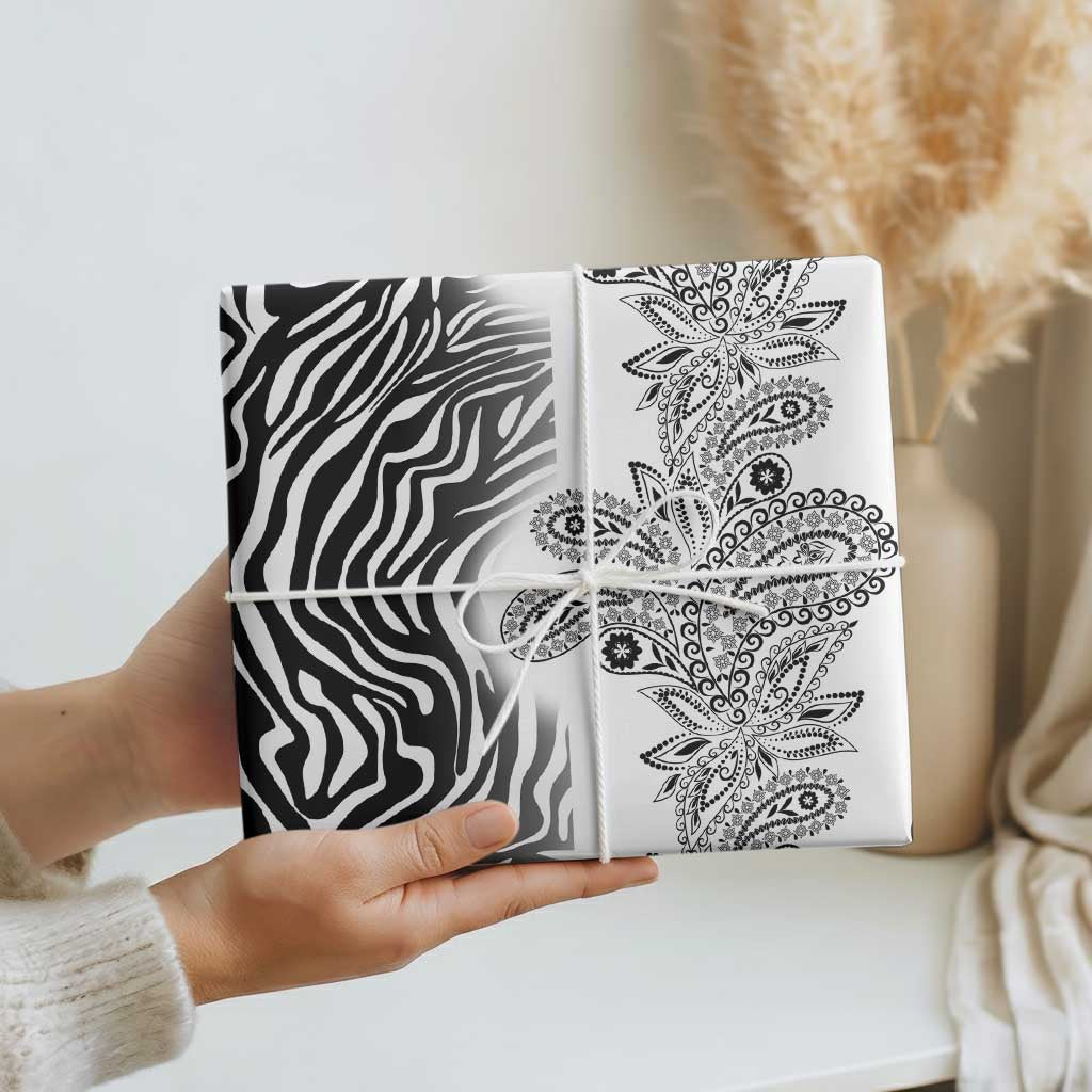 Africa Zebra Mix Paisley Tribal Pattern Wrapping Paper - Wonder Print Shop