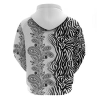 Africa Zebra Mix Paisley Tribal Pattern Zip Hoodie - Wonder Print Shop