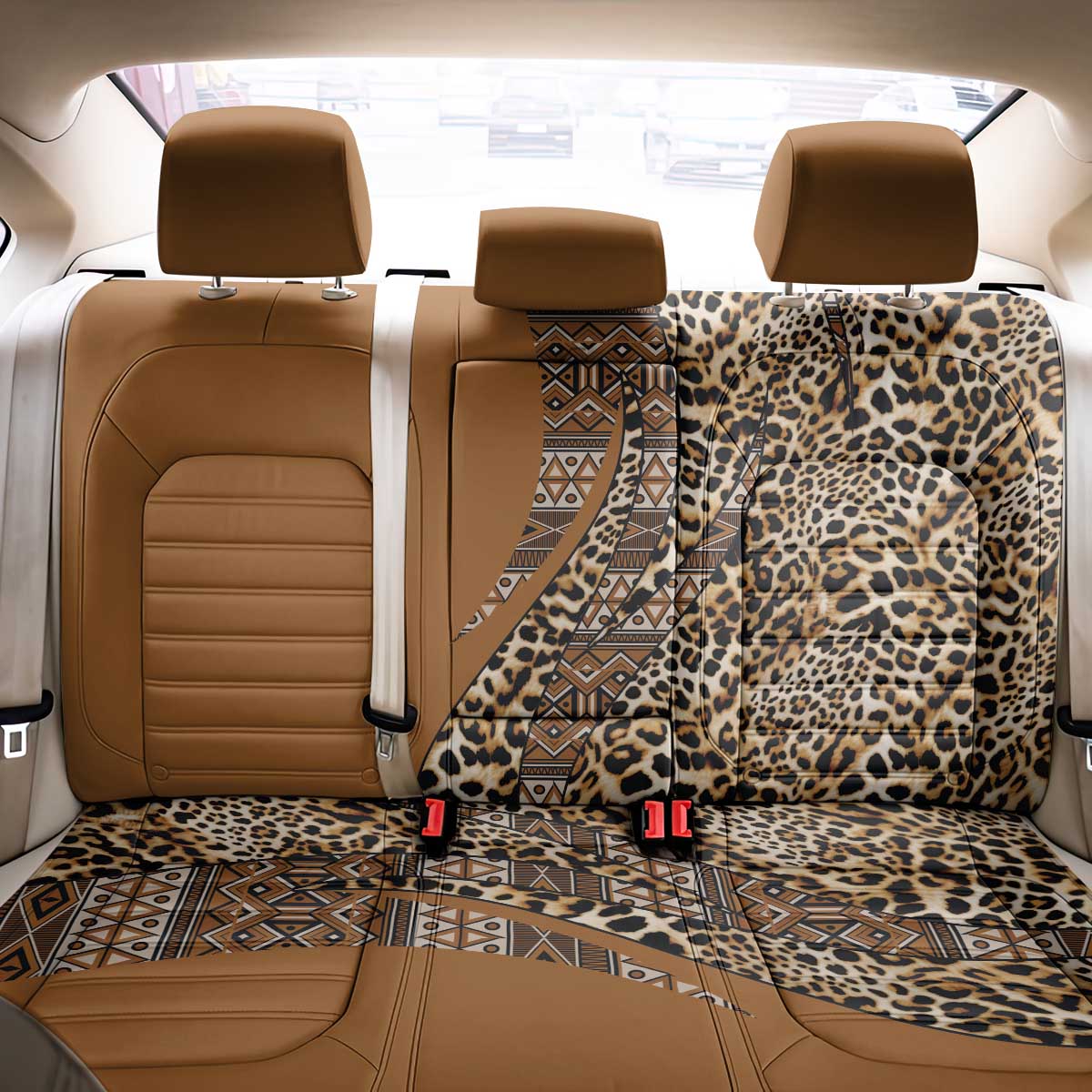 Africa Leopard Mix Native Tribal Pattern Back Car Seat Cover LT9 - Wonder Print Shop