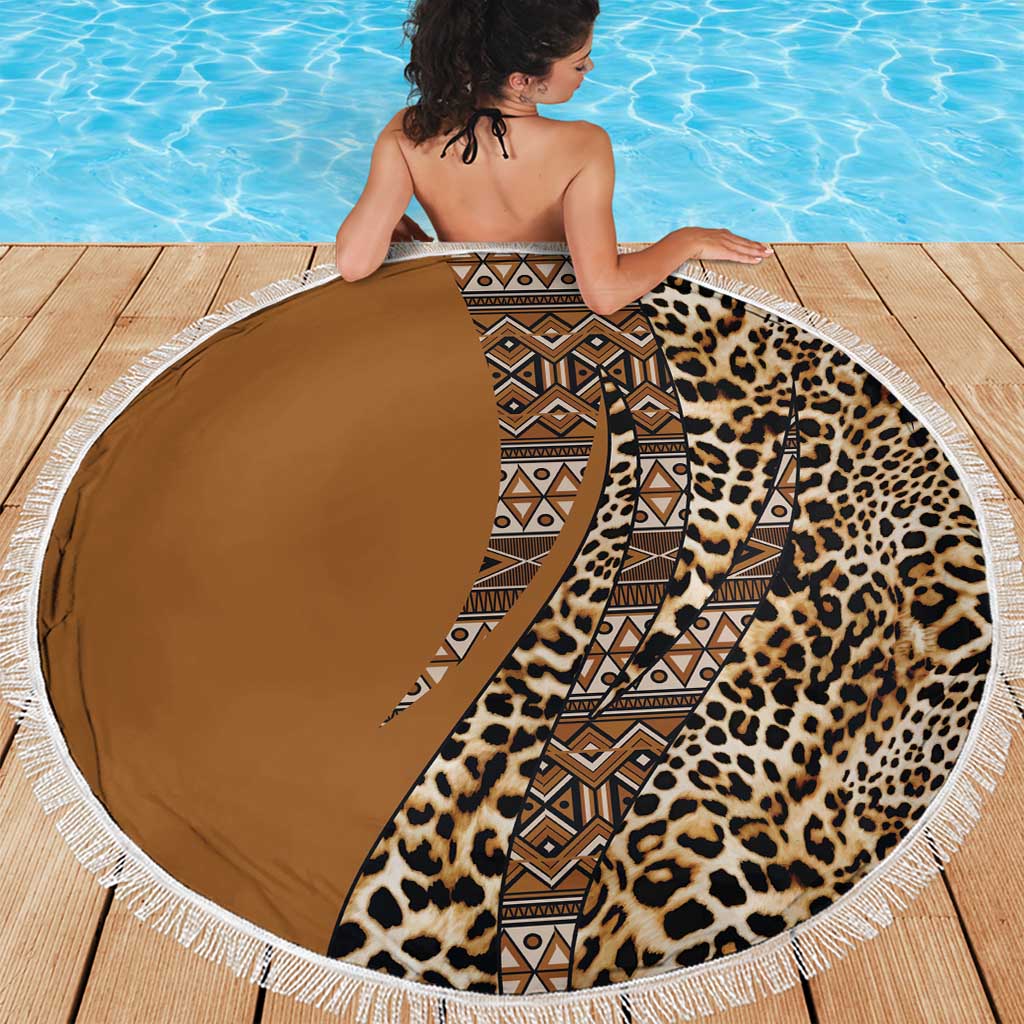 Africa Leopard Mix Native Tribal Pattern Beach Blanket LT9 - Wonder Print Shop