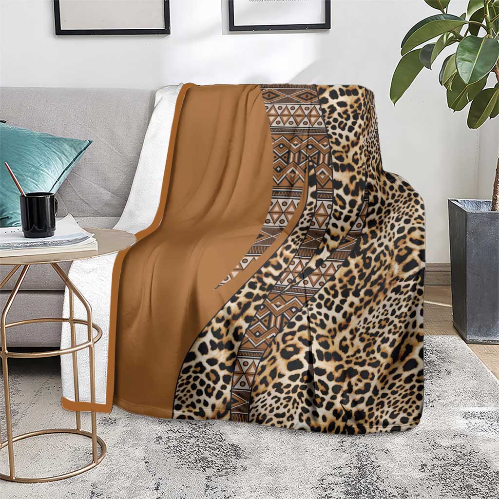 Africa Leopard Mix Native Tribal Pattern Blanket