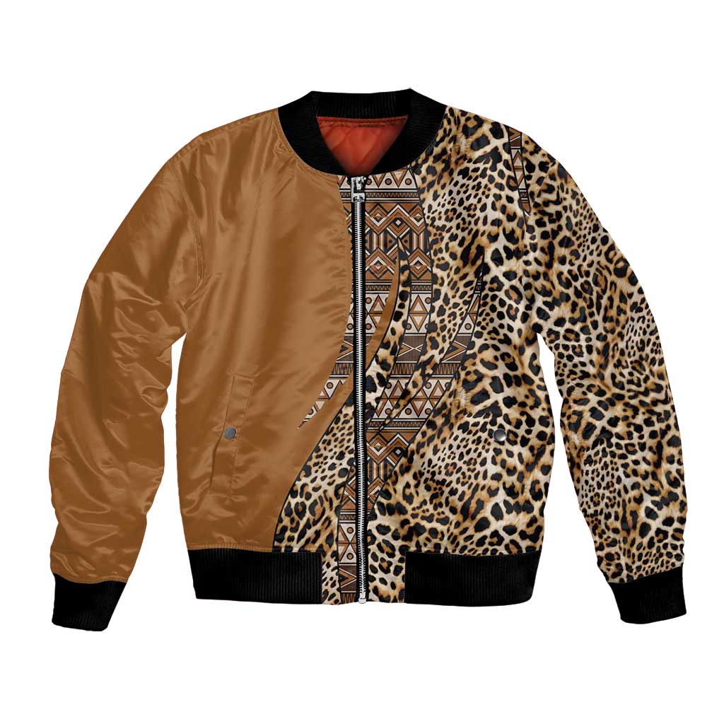 Africa Leopard Mix Native Tribal Pattern Bomber Jacket LT9 - Wonder Print Shop