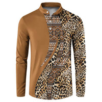 Africa Leopard Mix Native Tribal Pattern Button Sweatshirt LT9 - Wonder Print Shop