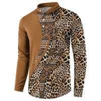 Africa Leopard Mix Native Tribal Pattern Button Sweatshirt LT9 - Wonder Print Shop