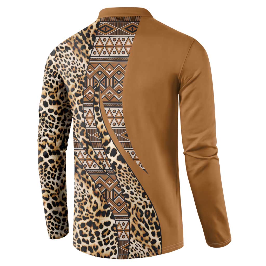Africa Leopard Mix Native Tribal Pattern Button Sweatshirt LT9 - Wonder Print Shop