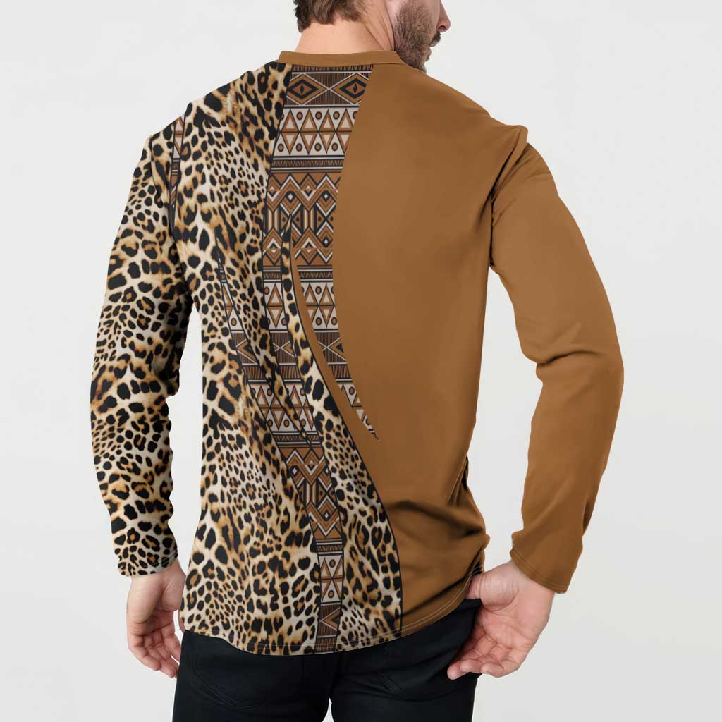 Africa Leopard Mix Native Tribal Pattern Button Sweatshirt LT9 - Wonder Print Shop