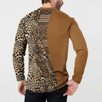 Africa Leopard Mix Native Tribal Pattern Button Sweatshirt LT9 - Wonder Print Shop
