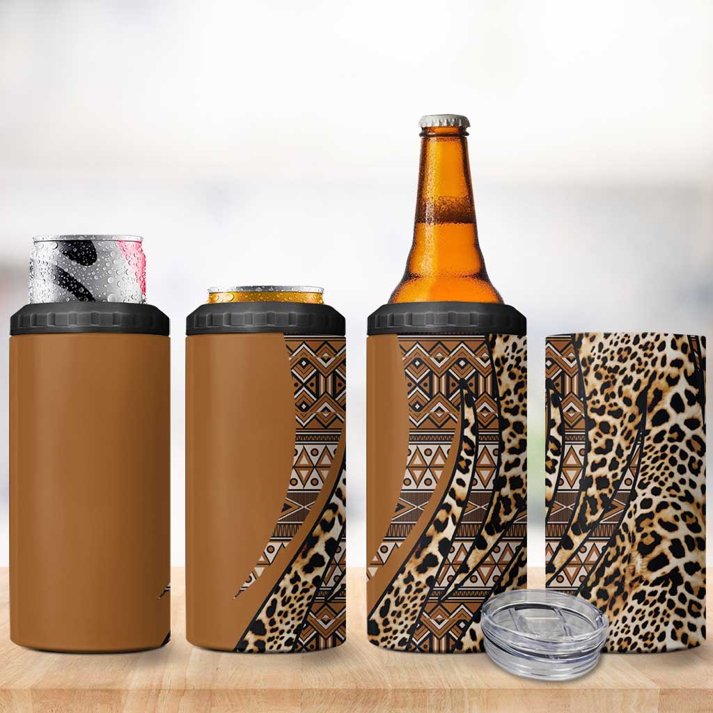 Africa Leopard Mix Native Tribal Pattern 4 in 1 Can Cooler Tumbler LT9 - Wonder Print Shop