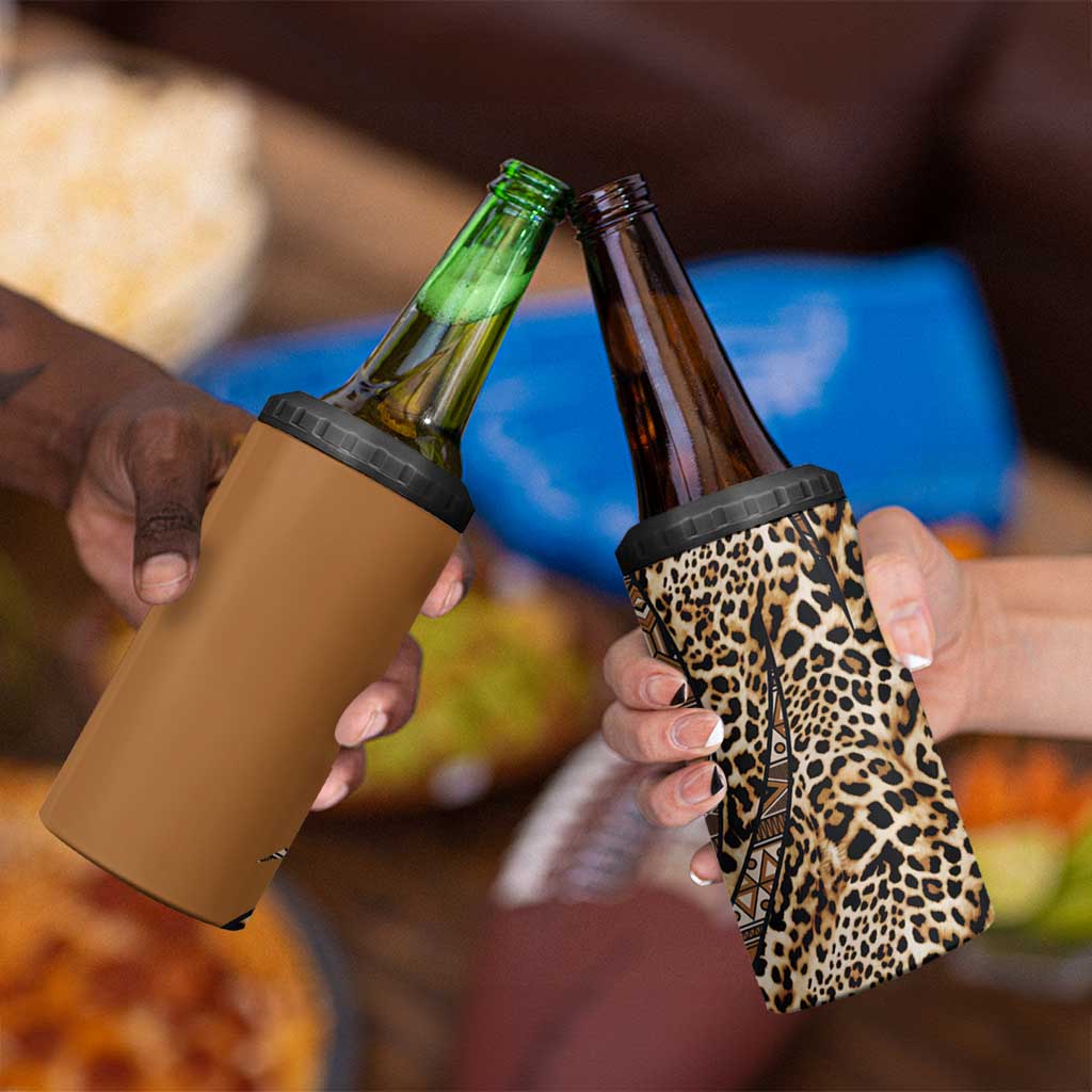 Africa Leopard Mix Native Tribal Pattern 4 in 1 Can Cooler Tumbler LT9 - Wonder Print Shop