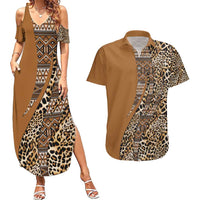 Africa Leopard Mix Native Tribal Pattern Couples Matching Summer Maxi Dress and Hawaiian Shirt LT9 - Wonder Print Shop