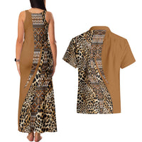 Africa Leopard Mix Native Tribal Pattern Couples Matching Tank Maxi Dress and Hawaiian Shirt LT9 - Wonder Print Shop