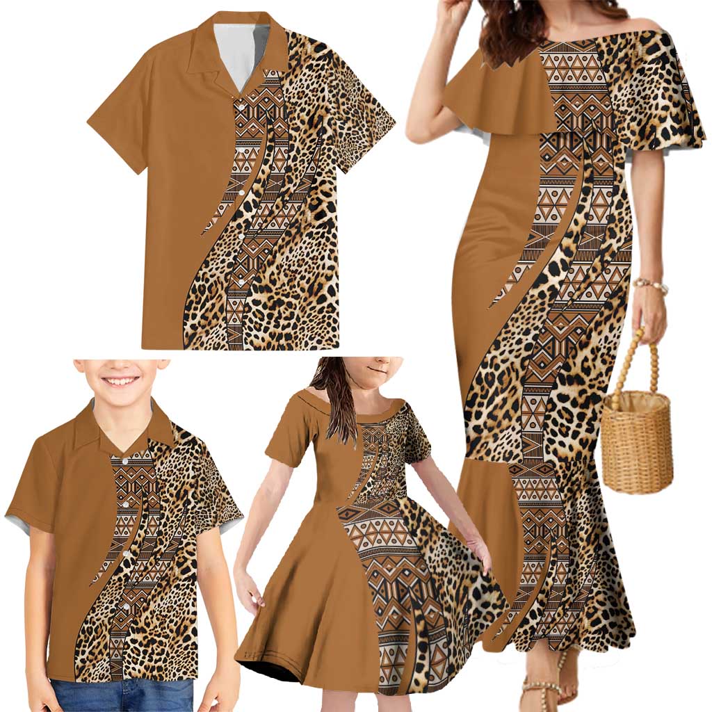 Africa Leopard Mix Native Tribal Pattern Family Matching Mermaid Dress and Hawaiian Shirt LT9 - Wonder Print Shop