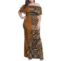 Africa Leopard Mix Native Tribal Pattern Family Matching Off Shoulder Maxi Dress and Hawaiian Shirt LT9 - Wonder Print Shop