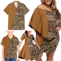 Africa Leopard Mix Native Tribal Pattern Family Matching Off Shoulder Short Dress and Hawaiian Shirt LT9 - Wonder Print Shop