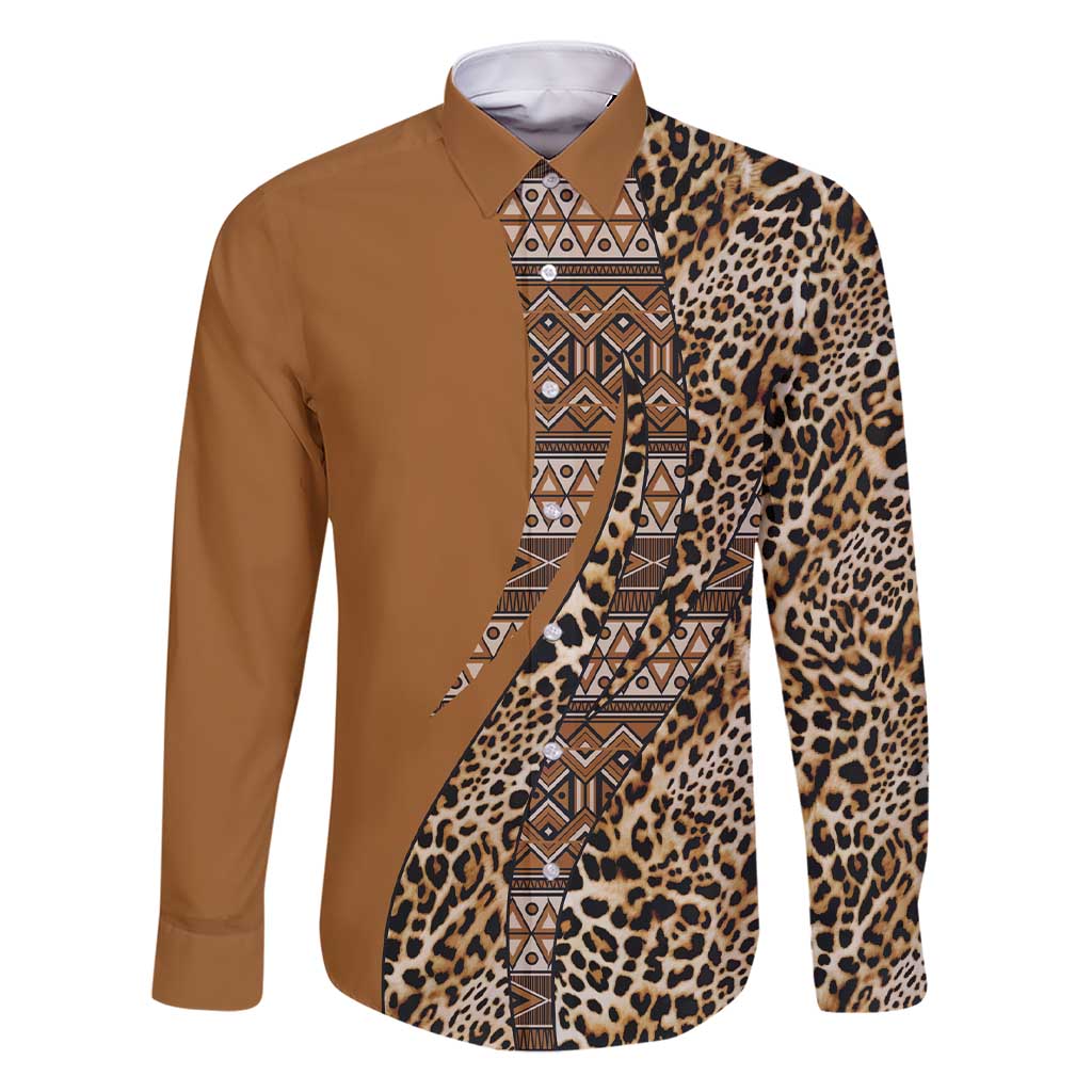 Africa Leopard Mix Native Tribal Pattern Family Matching Short Sleeve Bodycon Dress and Hawaiian Shirt - Wonder Print Shop