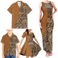 Africa Leopard Mix Native Tribal Pattern Family Matching Tank Maxi Dress and Hawaiian Shirt - Wonder Print Shop