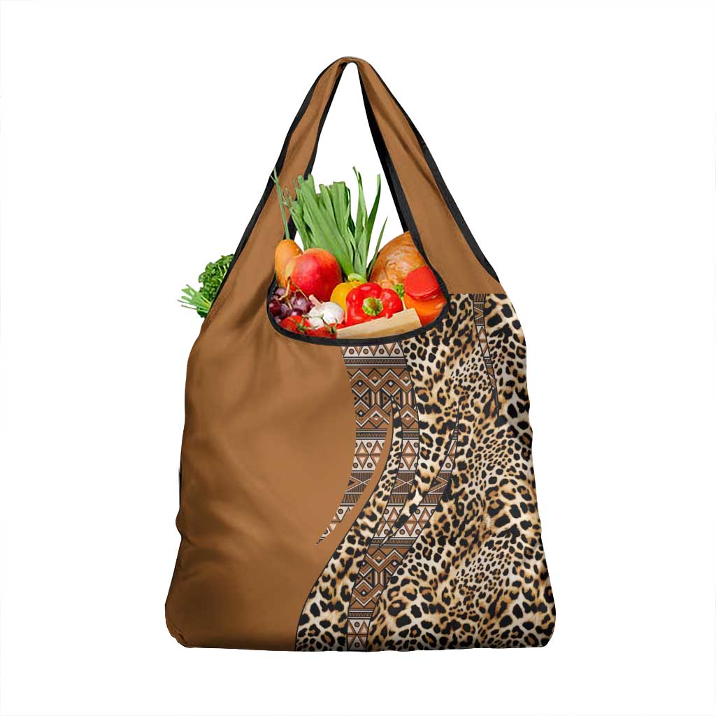 Africa Leopard Mix Native Tribal Pattern Grocery Bag