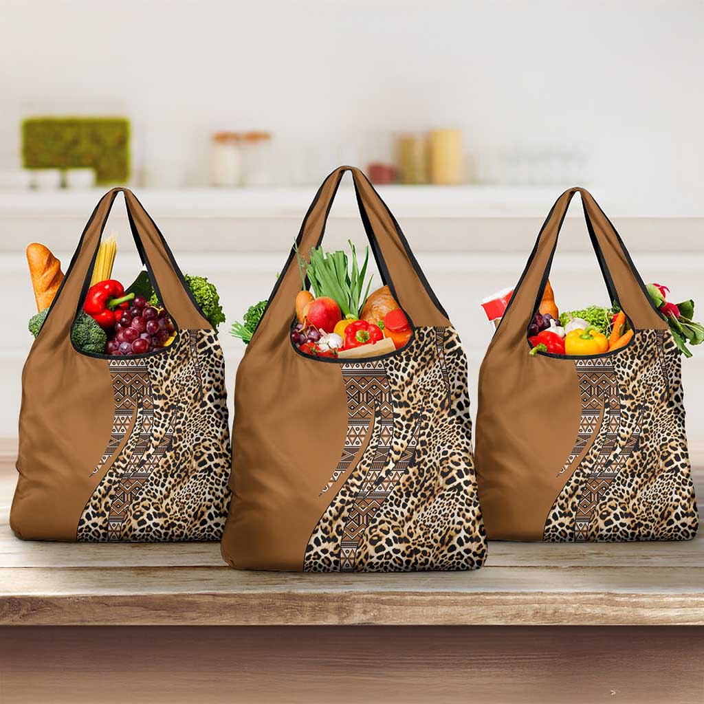 Africa Leopard Mix Native Tribal Pattern Grocery Bag