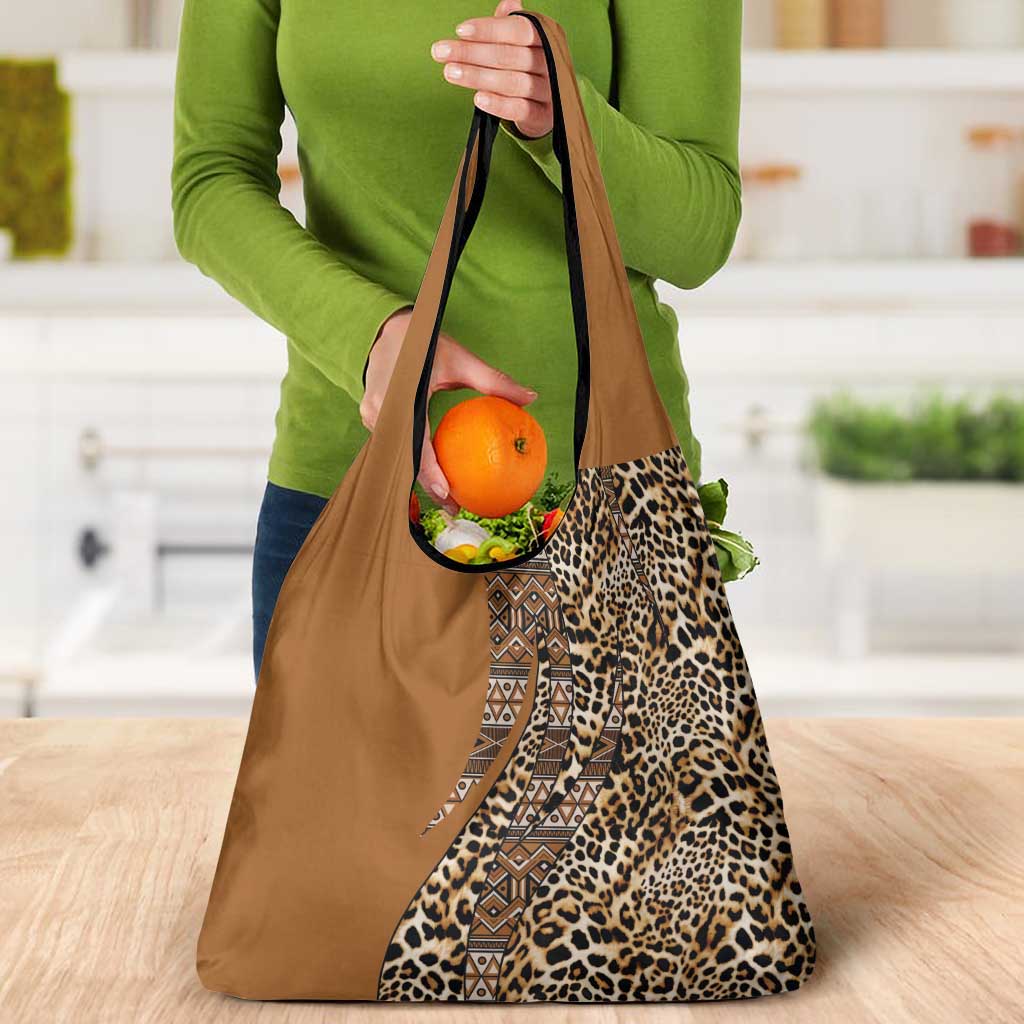 Africa Leopard Mix Native Tribal Pattern Grocery Bag