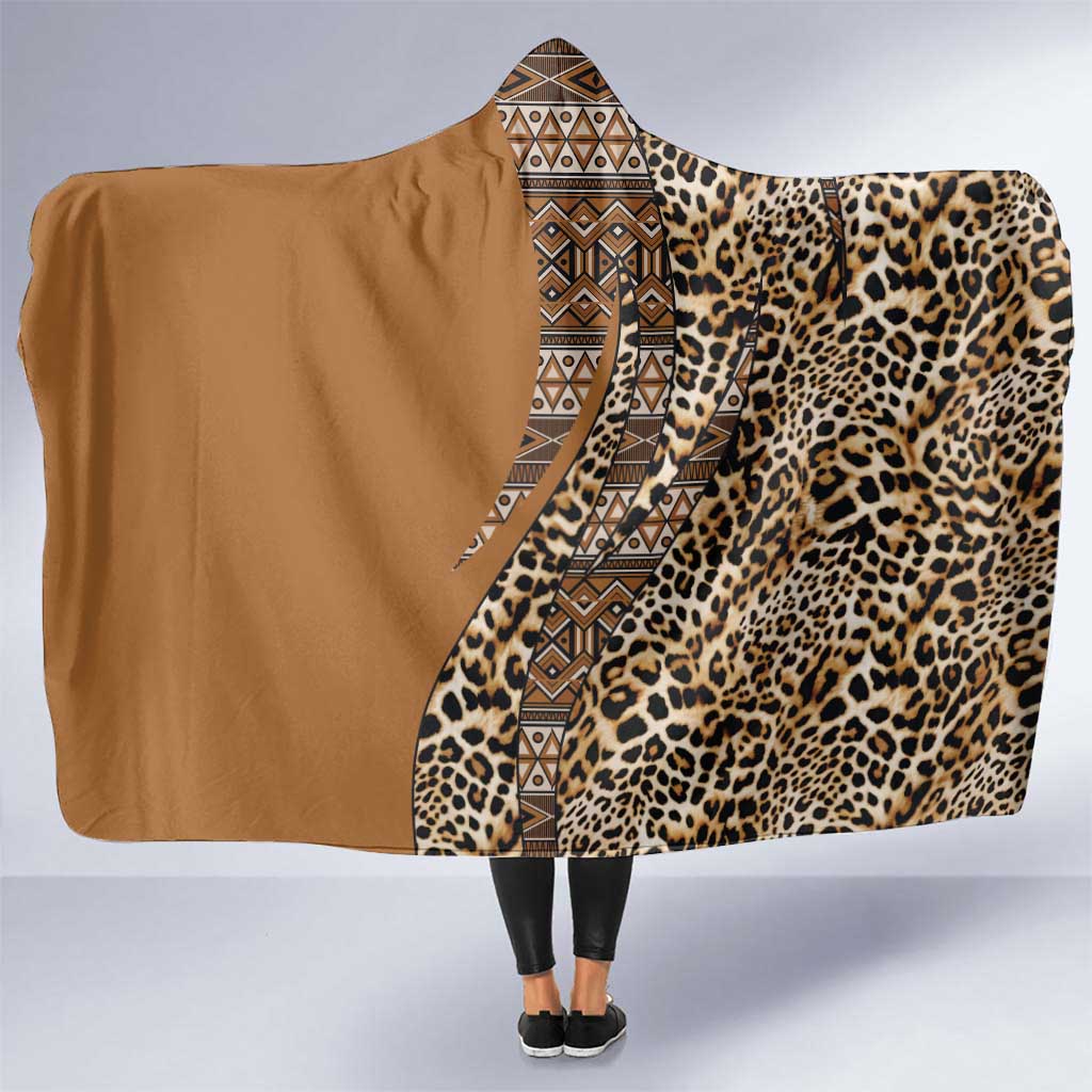 Africa Leopard Mix Native Tribal Pattern Hooded Blanket