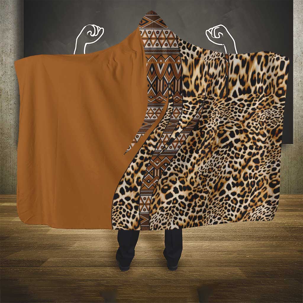Africa Leopard Mix Native Tribal Pattern Hooded Blanket