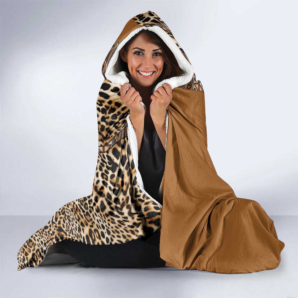 Africa Leopard Mix Native Tribal Pattern Hooded Blanket