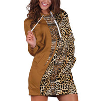 Africa Leopard Mix Native Tribal Pattern Hoodie Dress - Wonder Print Shop