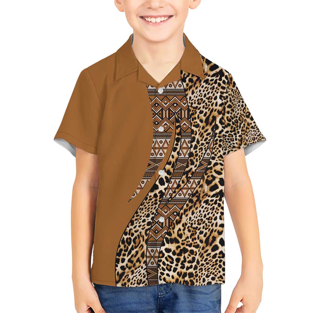 Africa Leopard Mix Native Tribal Pattern Kid Hawaiian Shirt - Wonder Print Shop