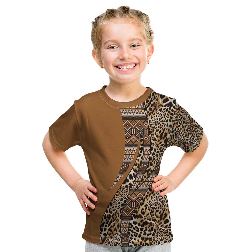 Africa Leopard Mix Native Tribal Pattern Kid T Shirt - Wonder Print Shop