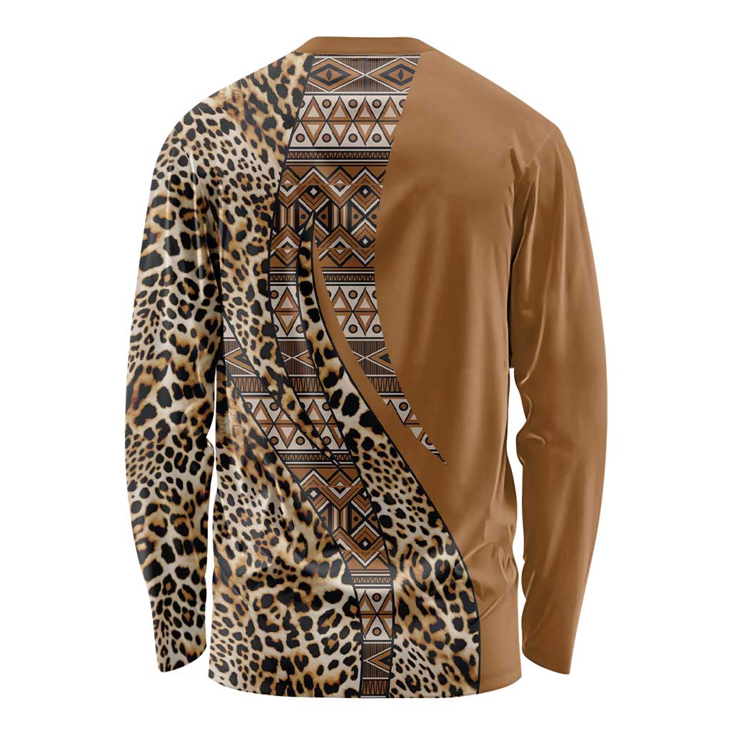 Africa Leopard Mix Native Tribal Pattern Long Sleeve Shirt - Wonder Print Shop