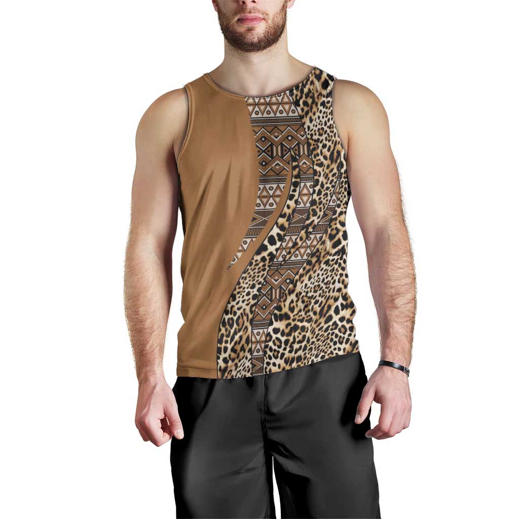 Africa Leopard Mix Native Tribal Pattern Men Tank Top - Wonder Print Shop