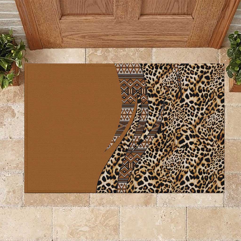 Africa Leopard Mix Native Tribal Pattern Rubber Doormat - Wonder Print Shop