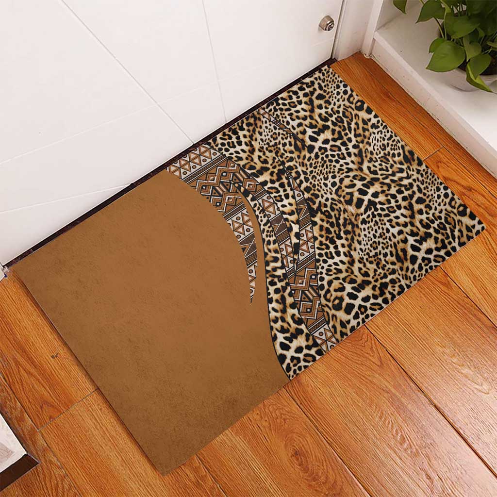 Africa Leopard Mix Native Tribal Pattern Rubber Doormat - Wonder Print Shop