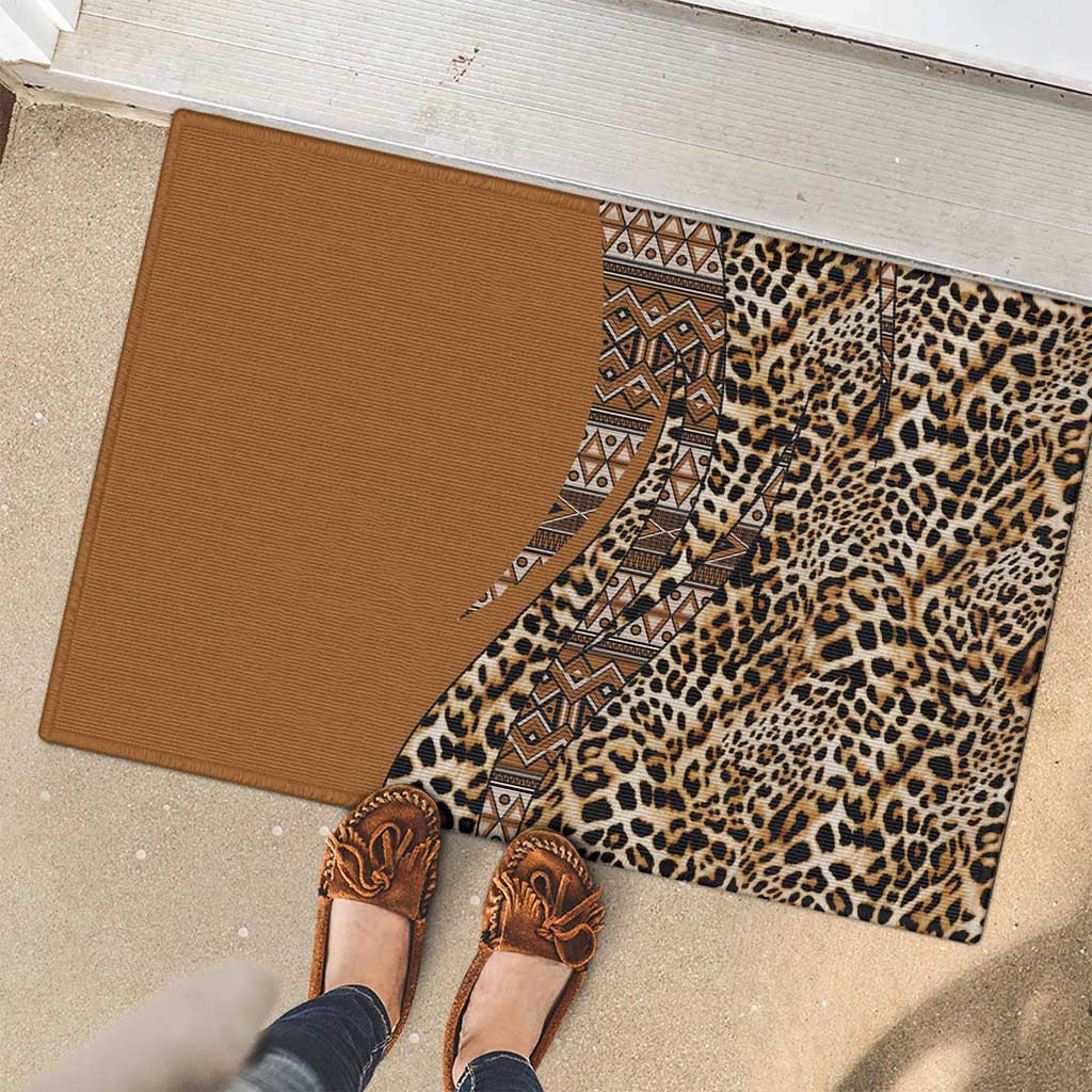 Africa Leopard Mix Native Tribal Pattern Rubber Doormat - Wonder Print Shop