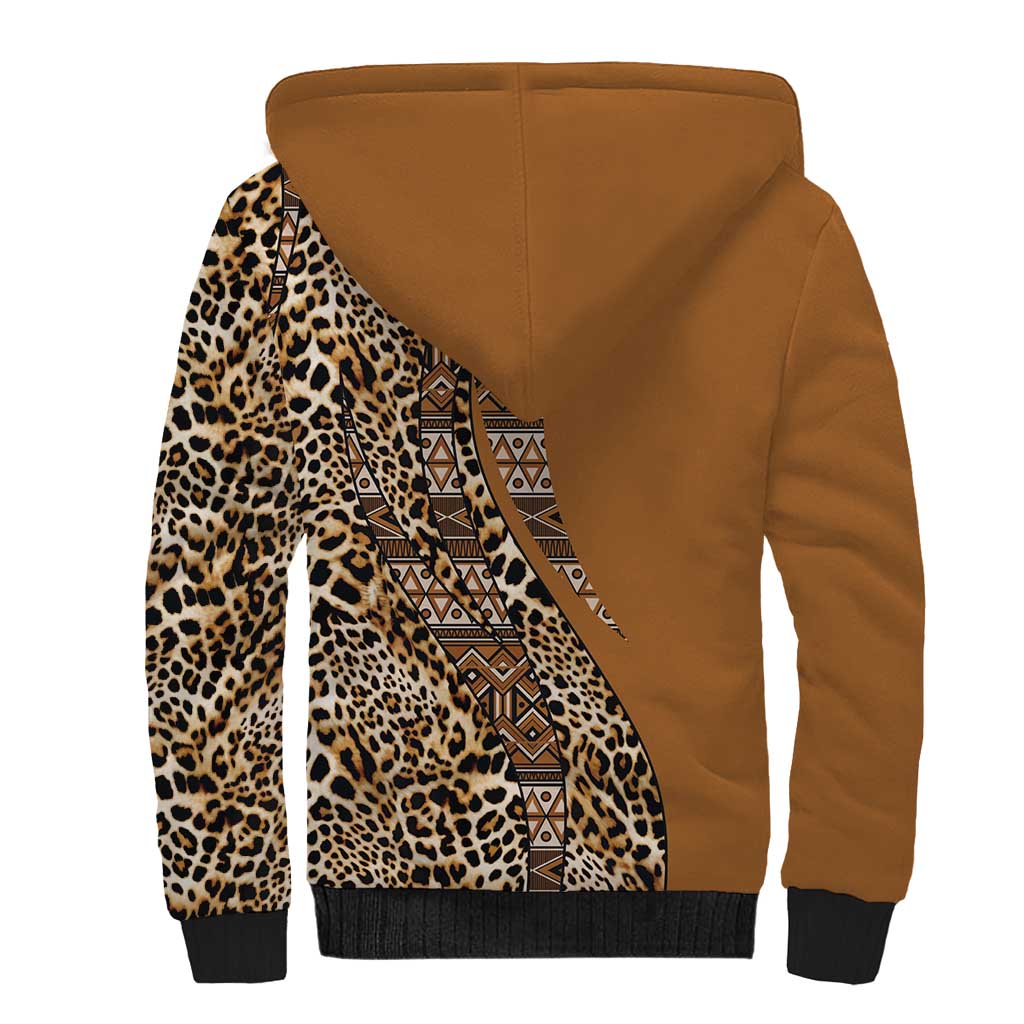 Africa Leopard Mix Native Tribal Pattern Sherpa Hoodie - Wonder Print Shop