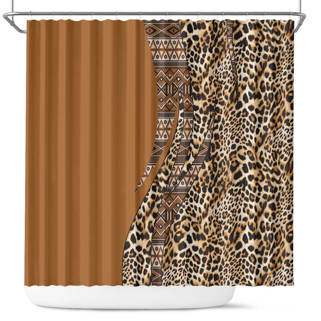 Africa Leopard Mix Native Tribal Pattern Shower Curtain